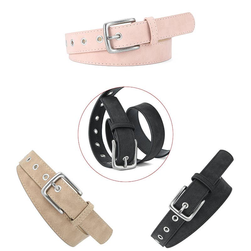 Frosted Textured Pin Buckle Pu Belt