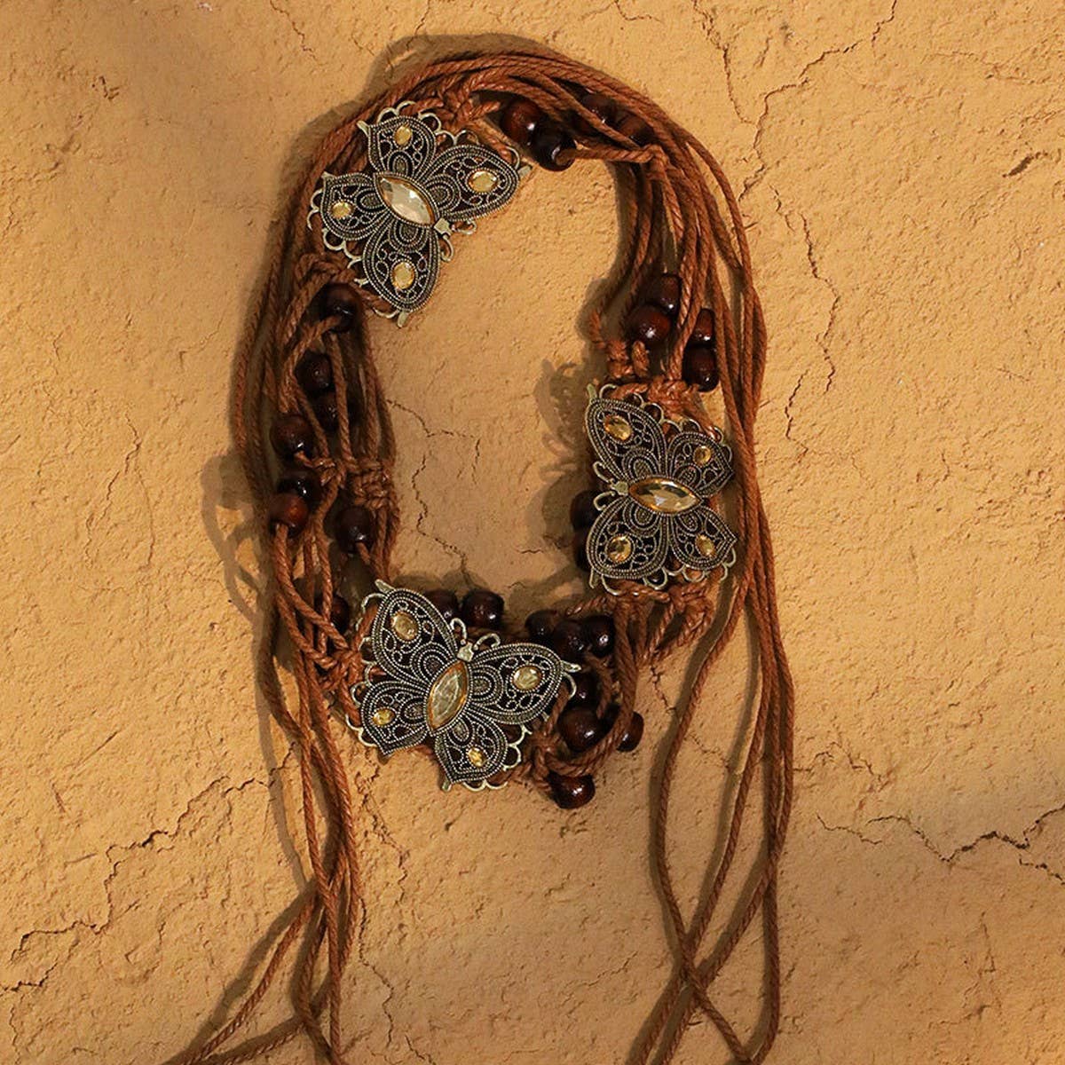 BOHO BUTTERFLY BRAIDED WAIST CHAIN FOR DRESSES＿cWAHA5672