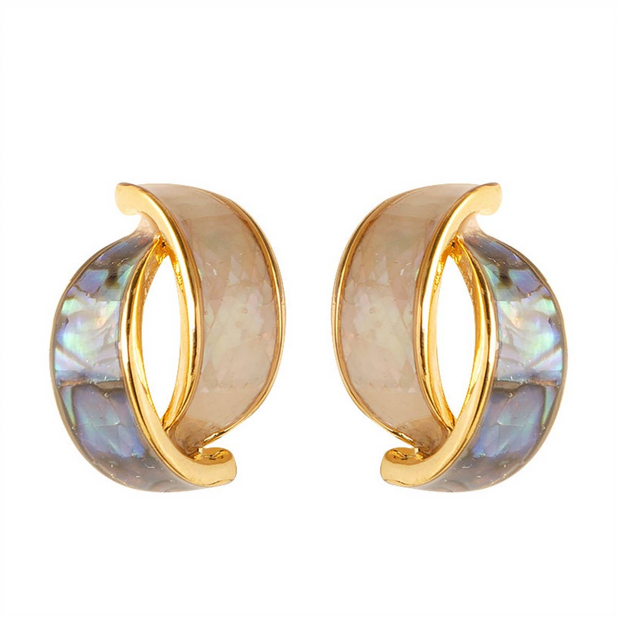 COLORFUL ABALONE INLAID SILVER NEEDLE EARRINGS_CWMM4291