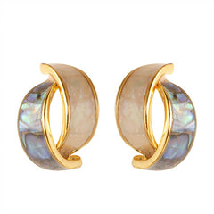 COLORFUL ABALONE INLAID SILVER NEEDLE EARRINGS_CWMM4291