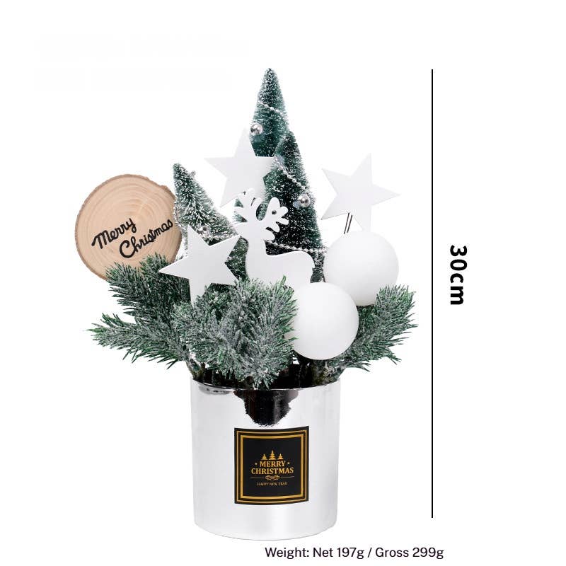 Xmas Tabletop Mini Tree Potted Gift Decor_Cwmm10434