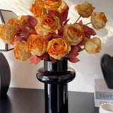 Vintage Ink-Styled Rose Bouquet With Dry Leaves_Cwmm6576