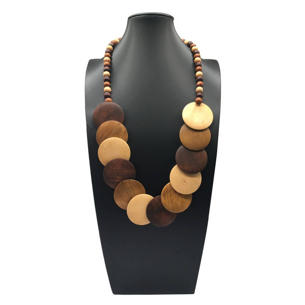 HANDMADE LARGE ROUND WOODEN BEAD LONG NECKLACE_CWMM4559