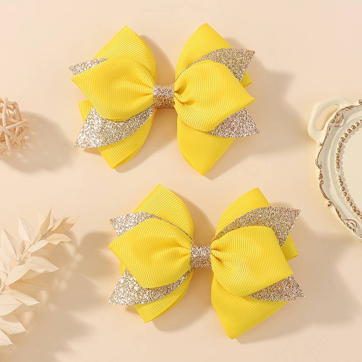 GLITTER BOW HAIR CLIP SET FOR GIRLS PARTY WEAR_CWAHA6733