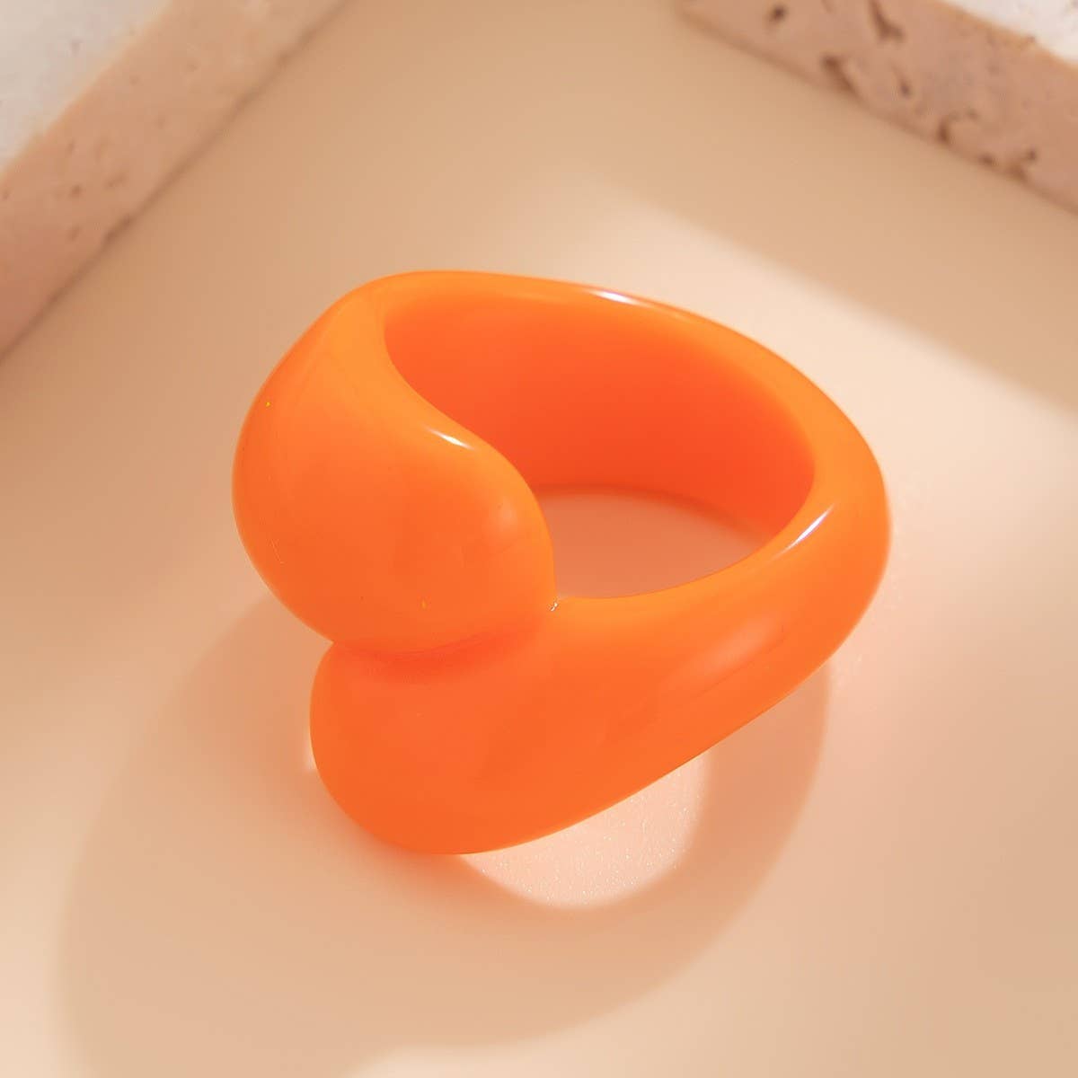FASHION IRREGULAR DOUBLE WATER DROP PLASTIC RING_CWMM3233