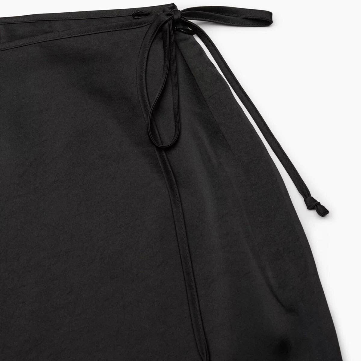 LACE UP SATIN SKIRT HIGH WAIST SLIT STRAIGHT SKIRT_CWBSS0416