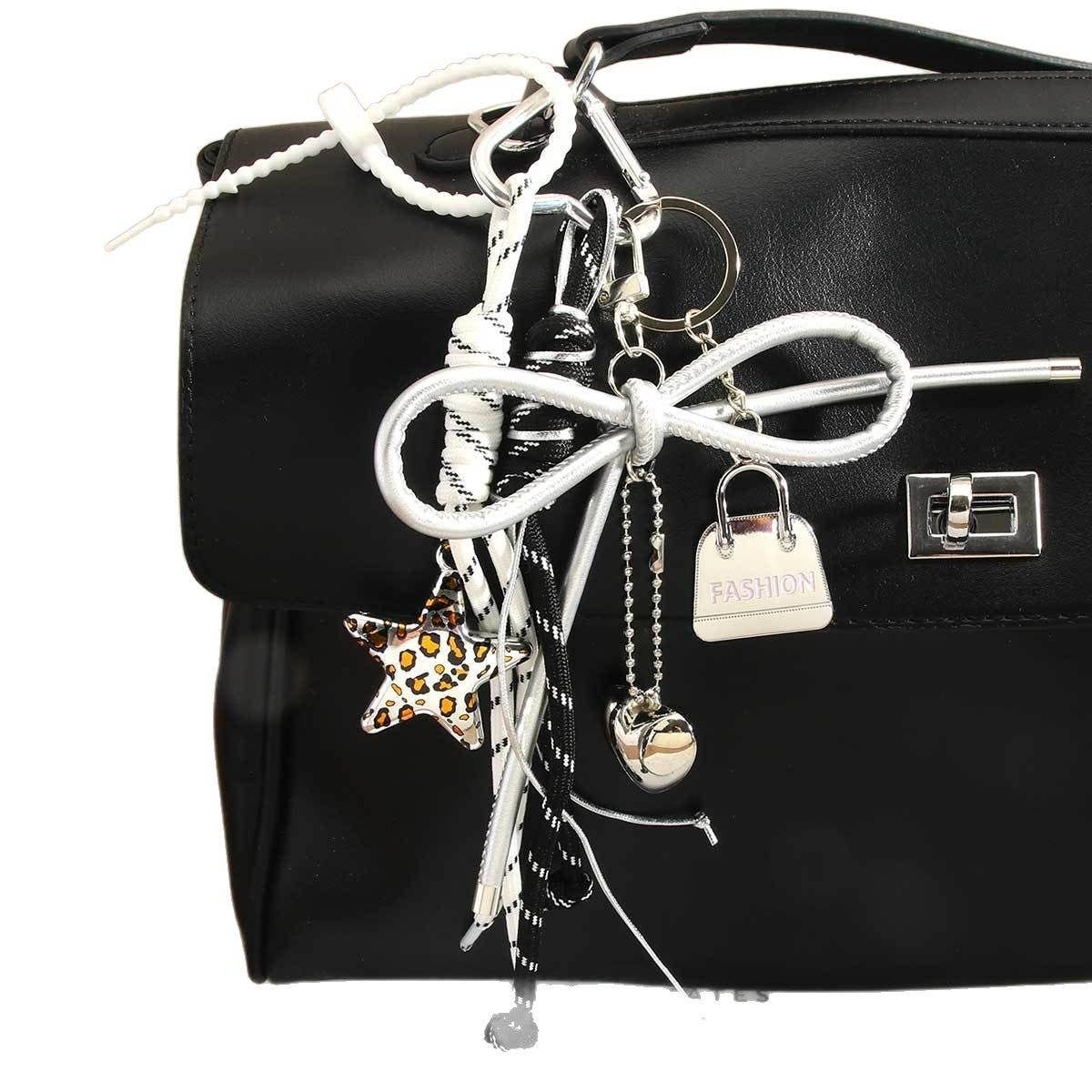 LEOPARD STAR MINI BAG CHARM WITH HEART BOW_CWMM7562