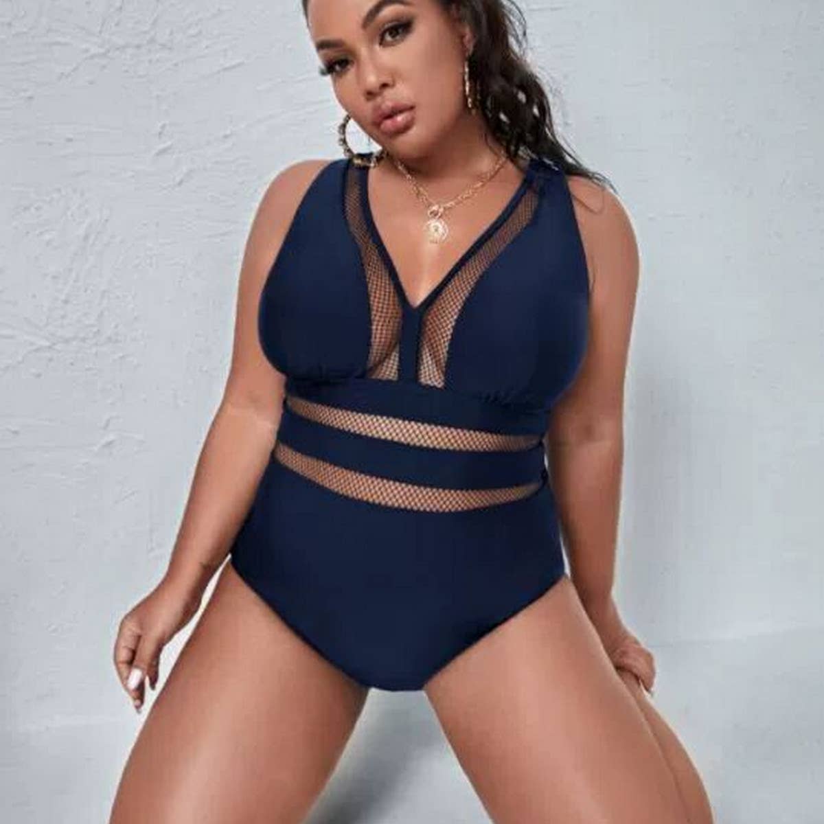 PLUS SIZE PRINTED PATCHWORK BIKINI SWIMSUIT_CWMW0205