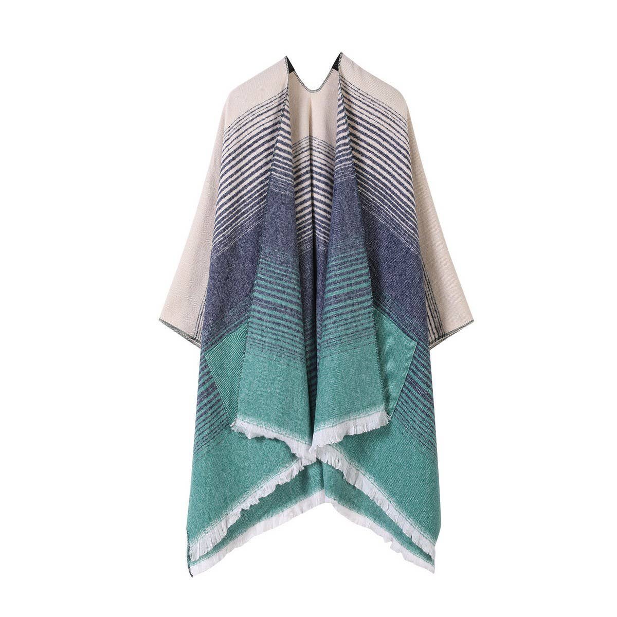 FASHIONABLE SHAWL IMITATION CASHMERE SLIT CAPE_CWASC2226