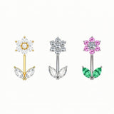 COPPER CZ FLOWER BELLY RING SCRATCH RESISTANT_CWMM9241