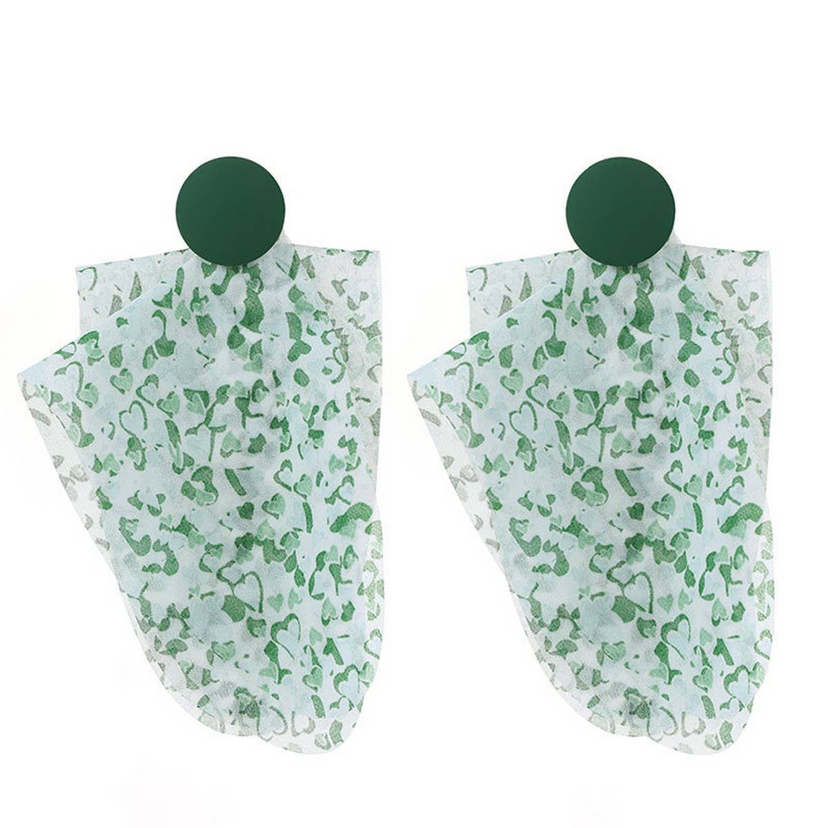 LONG DYED FABRIC HEART EARRINGS HANDMADE STYLE_CWMM6260