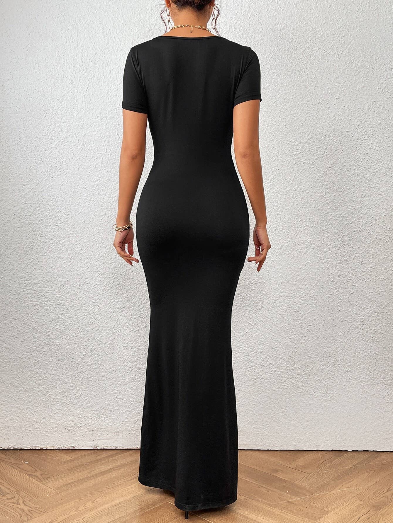 Square Neck Dress Slim-Fit Fishtail Skirt