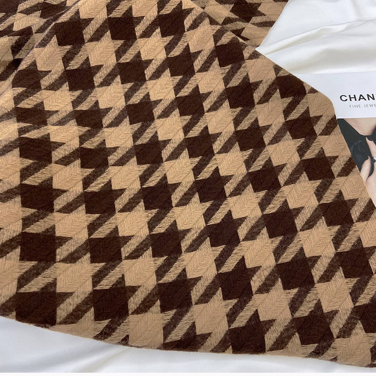 HOUNDSTOOTH TASSEL SCARF THICK WINTER WRAP_CWASC1463