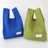 SOLID COLOR KNITTED HOLLOW SHOULDER BAG HANDBAG_CWAB1496