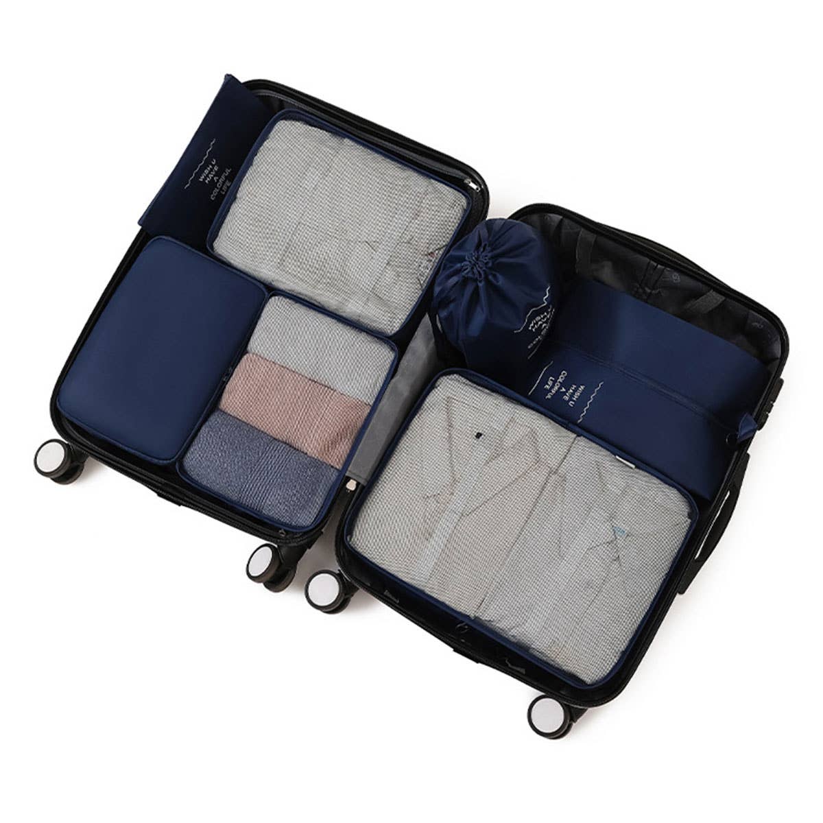 6 7 PIECE WATERPROOF TRAVEL PACKING CUBE SET_CWAB0542
