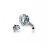 ROUND CZ 3 PRONG STAINLESS STEEL NAVEL RING_CWMM9377