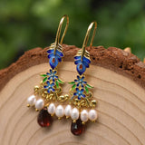 NEW HIGH END PEACOCK FRESHWATER PEARL EARRINGS_CWAJE3784