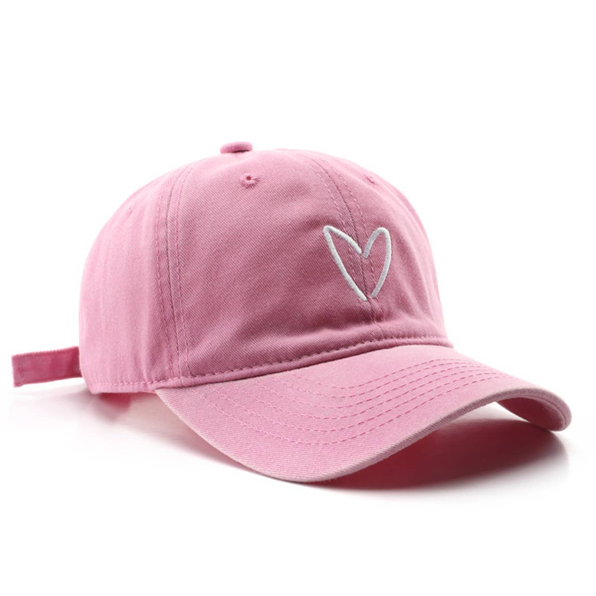 VINTAGE WASH HEART EMBROIDERY BASEBALL CAP UNISEX_CWAH1271