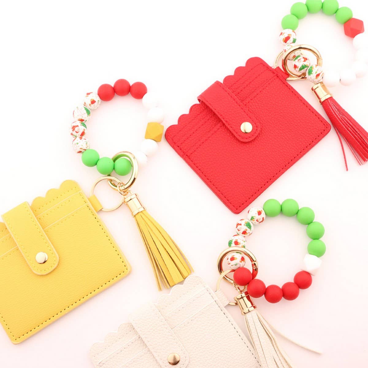 SILICONE BEAD CARD WALLET WITH XMAS TREE CHARM_CWAB5000