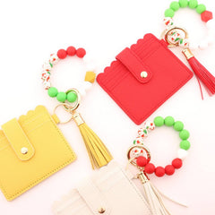 SILICONE BEAD CARD WALLET WITH XMAS TREE CHARM_CWAB5000