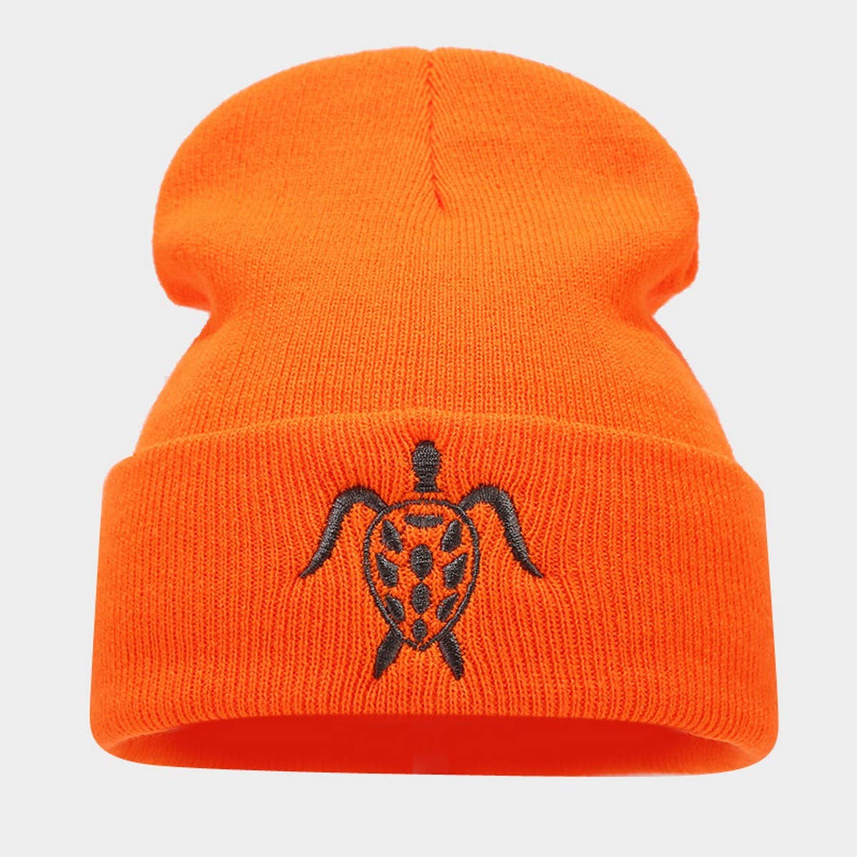 Turtle Embroidery Knitted Hat Outdoor Warm Beanie_Cwah2091