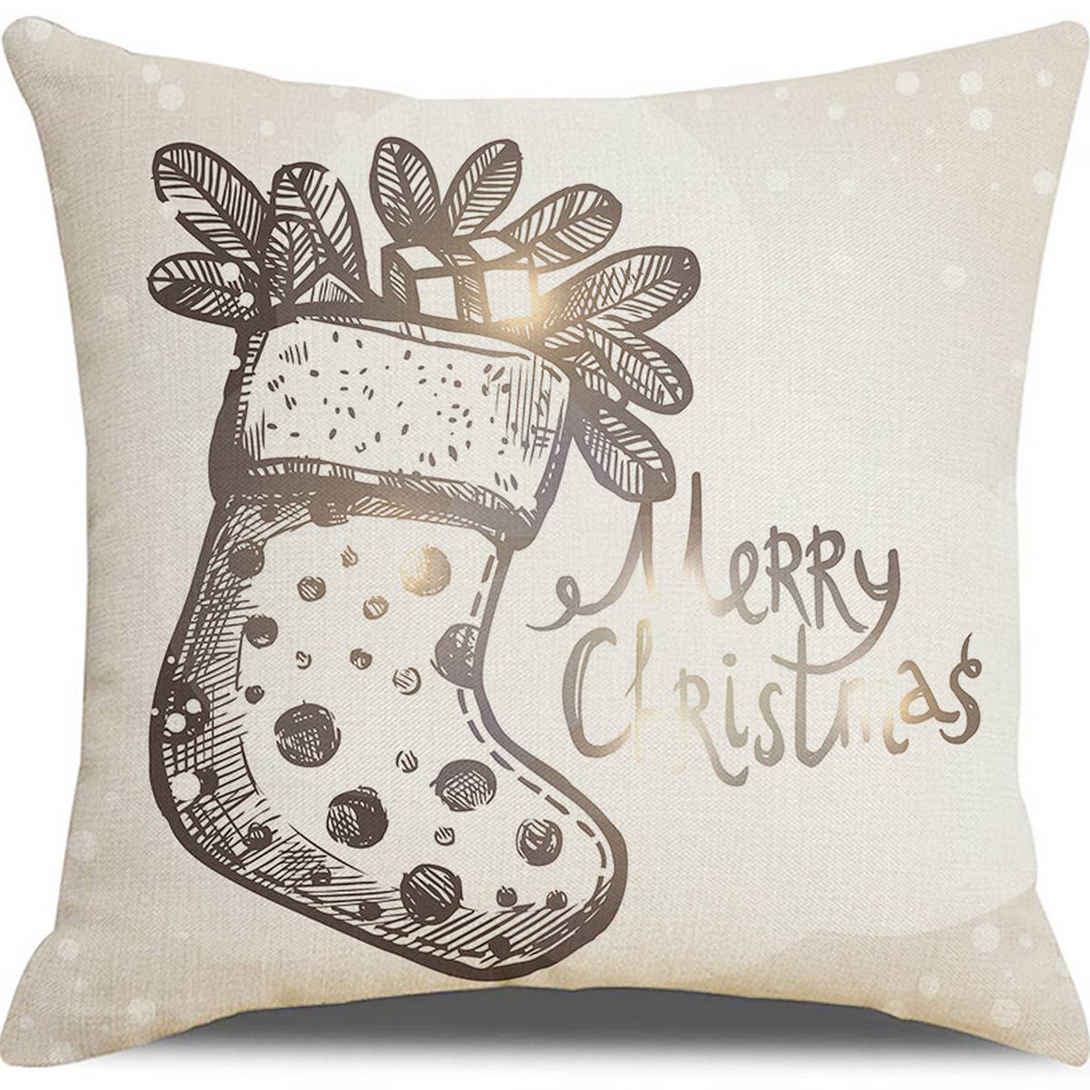 GOLD CHRISTMAS PRINT PILLOWCASE_CWMM1394