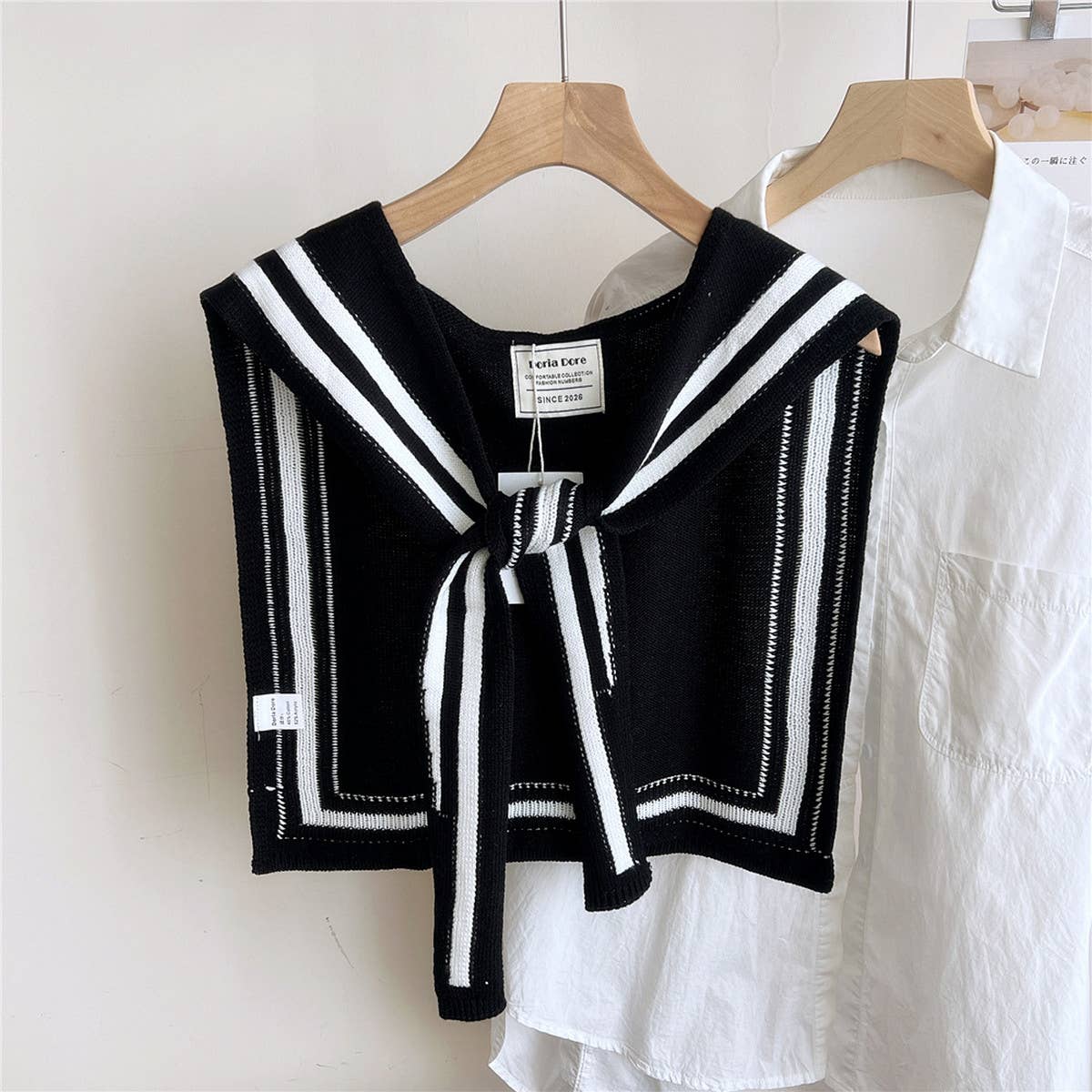 DOUBLE ROW STRIPED FRAME KNITTED SHAWL_CWASC0846