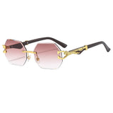 LEOPARD HEAD RIMLESS CUT EDGE SUNGLASSES_CWASG1151