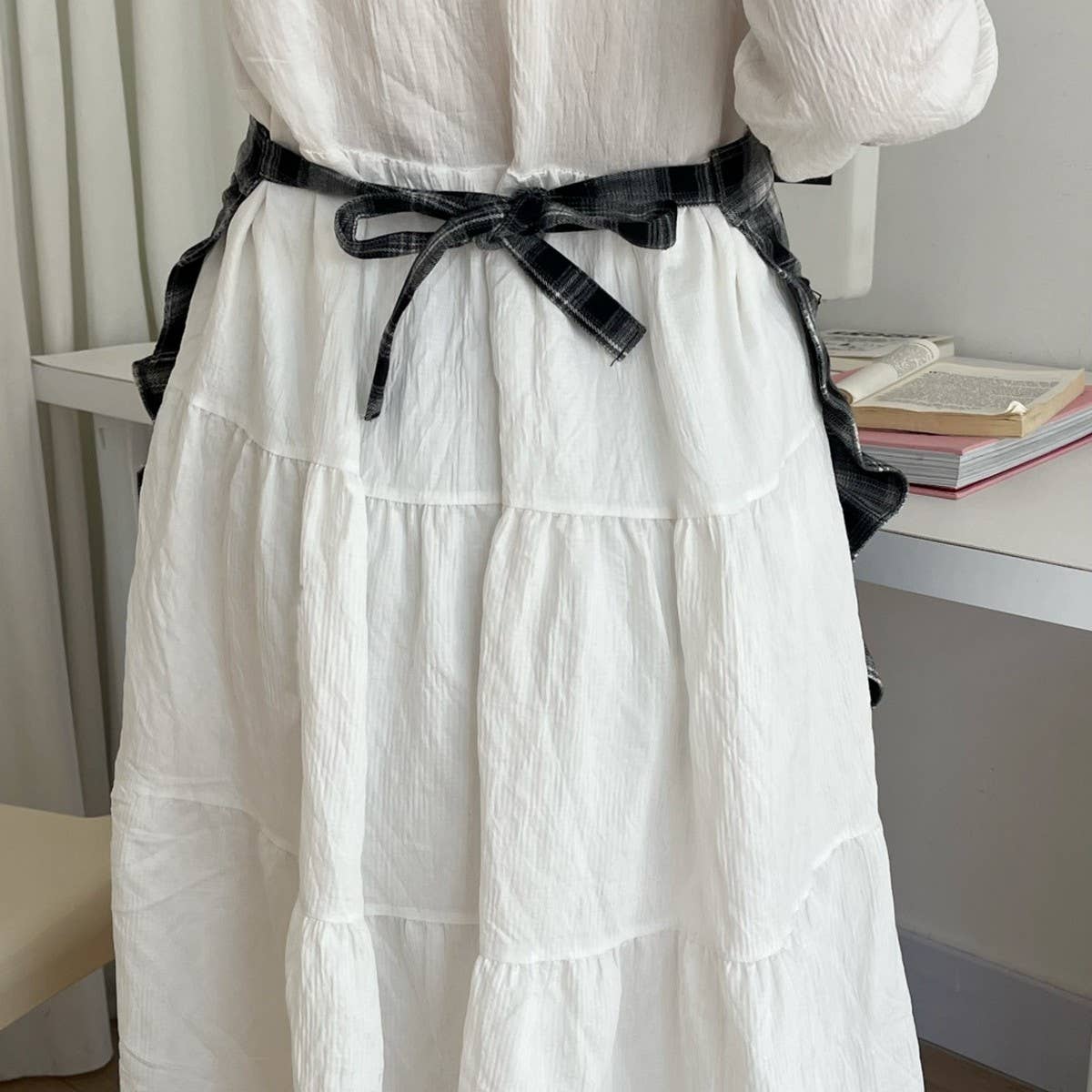 HALF BODY FALLEN LEAVES PLAID APRON_CWMM5800