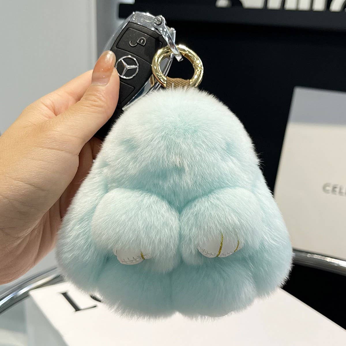 NEW MINI CUTE PLUSH BUNNY CAR KEYCHAIN PENDANT_CWMM2448