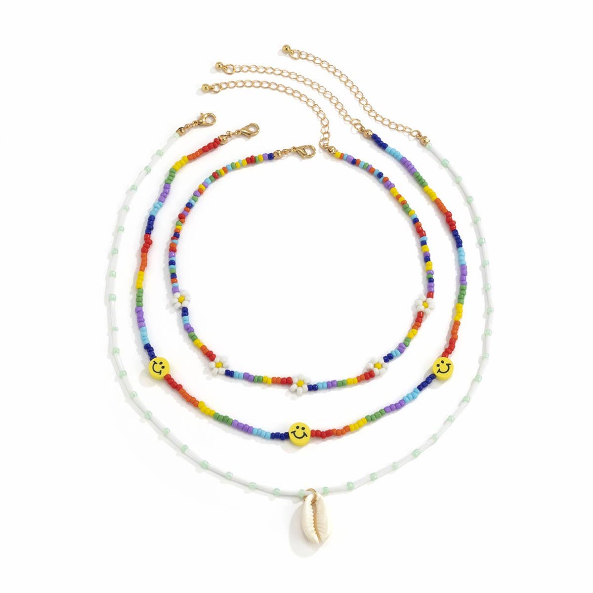 SHELL SMILEY DAISY BRAIDED NECKLACE_CWAJE1500