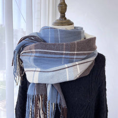 PLAID TASSEL SCARF FOR WOMEN RETRO WINTER WARMTH_CWASC1454