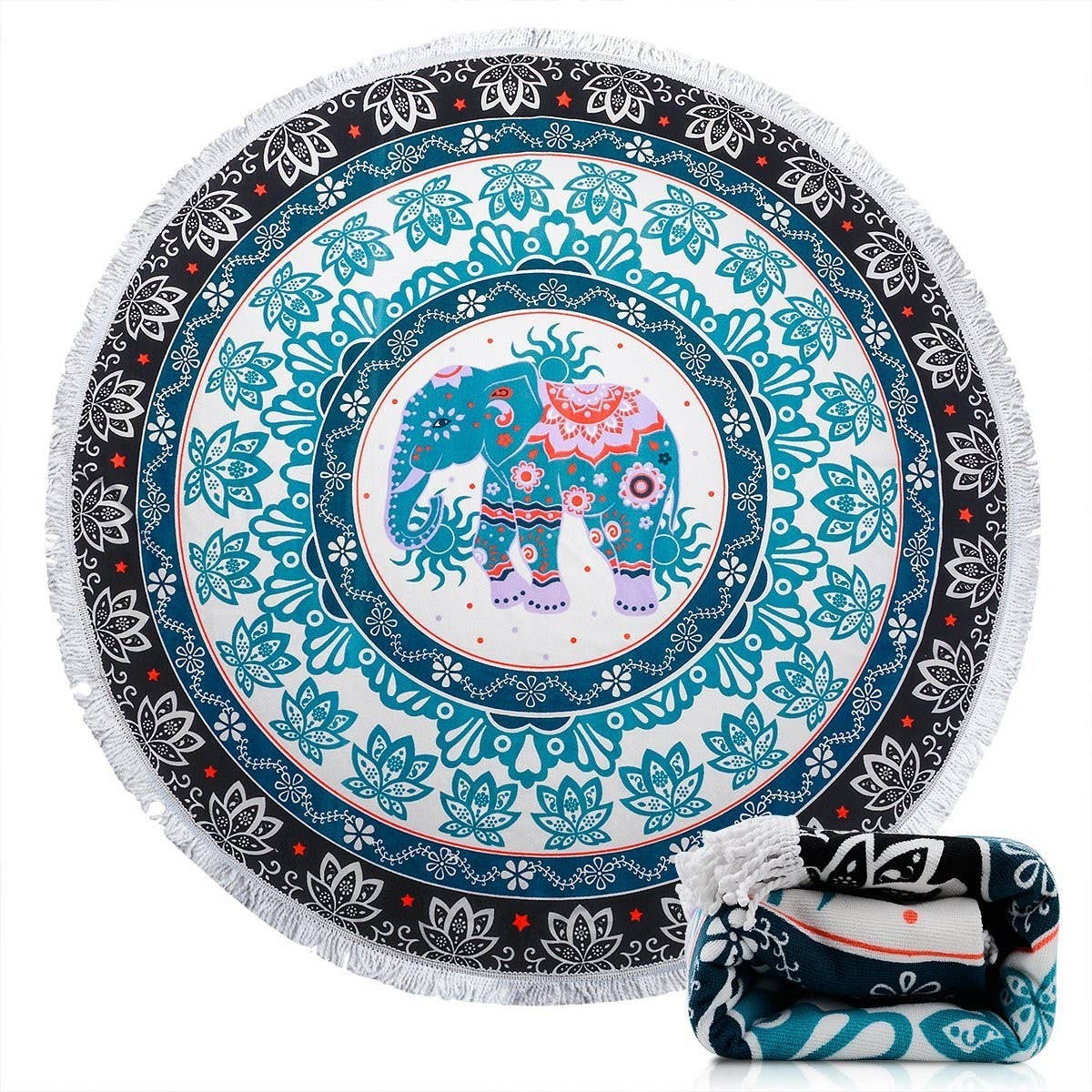 ROUND MICROFIBER TASSEL BEACH TOWEL BLANKET_CWMM7602