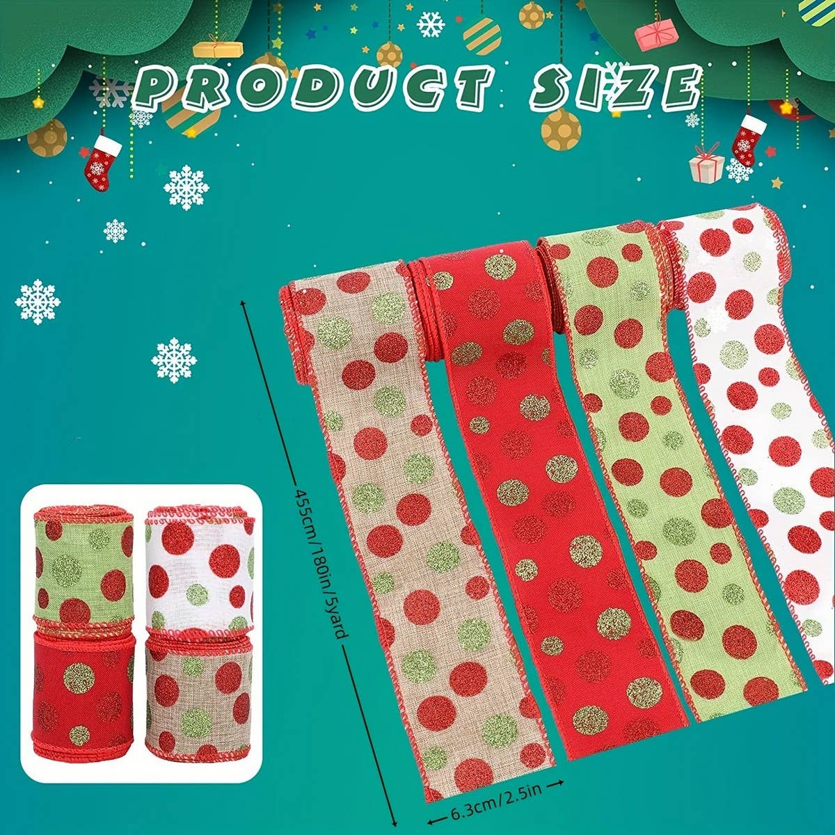 Cwmm10200_Polka Dot Ribbon Set Diy Gift Wrap Bows 4 Styles