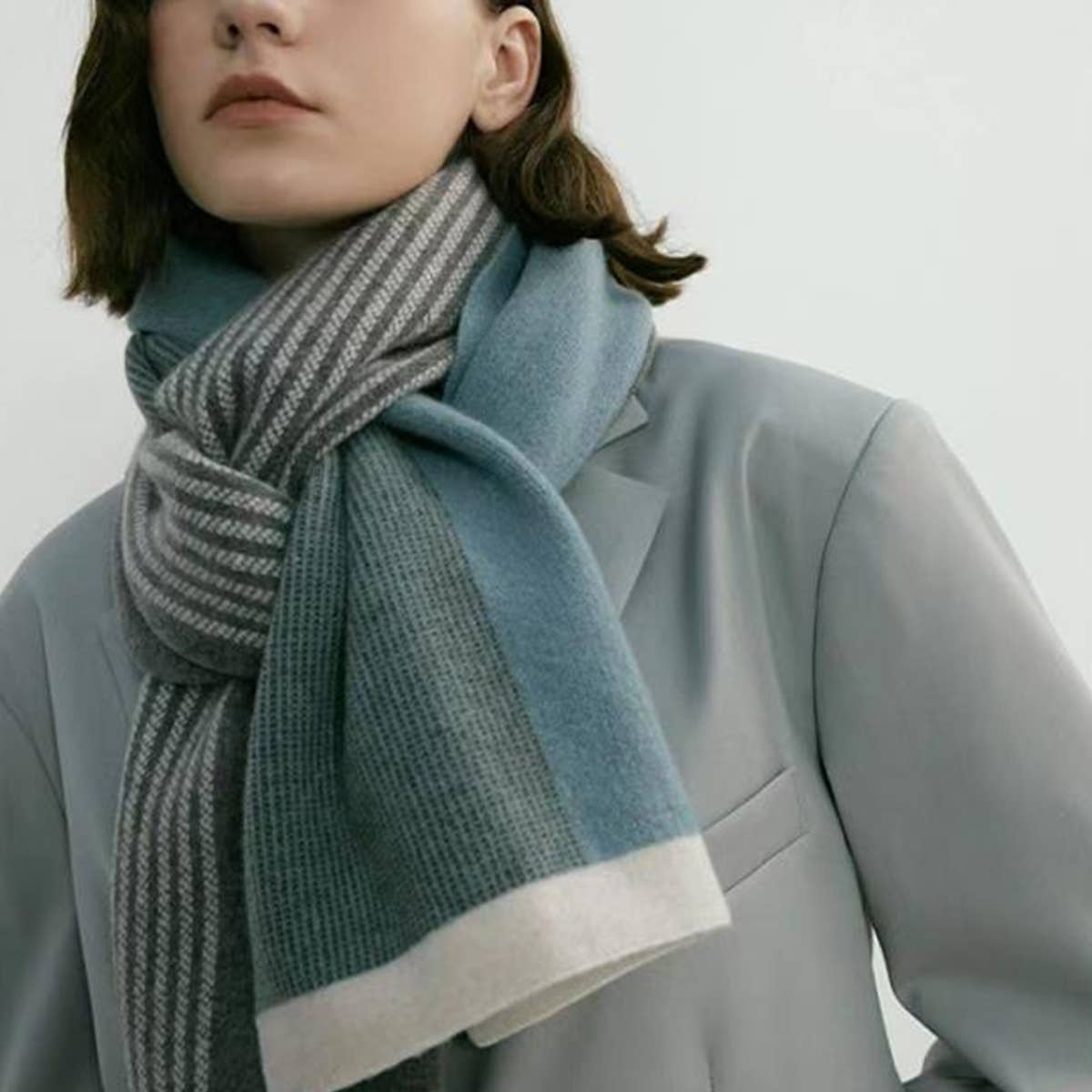 KNIT SCARF UNISEX ELEGANT WINTER COUPLES WRAP_CWASC0326