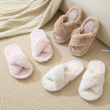 FASHION HOME CROSS STRAP PLUSH COTTON SLIPPERS_CWSHS0841