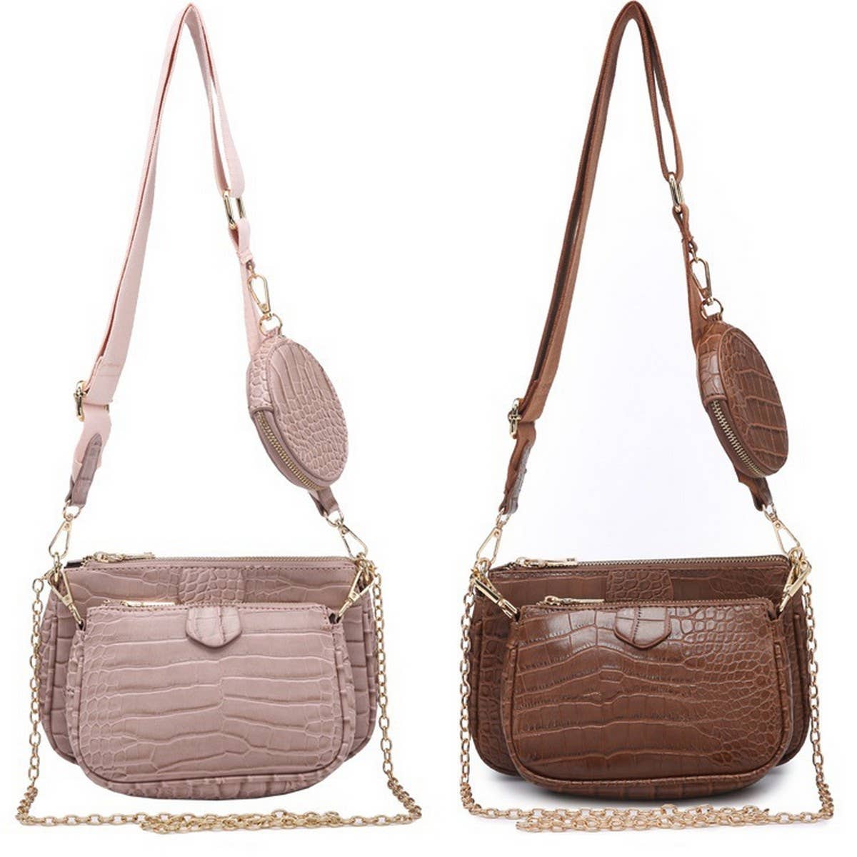 CROCODILE PATTERN ZERO WALLET SHOULDER BAG_CWAB1392