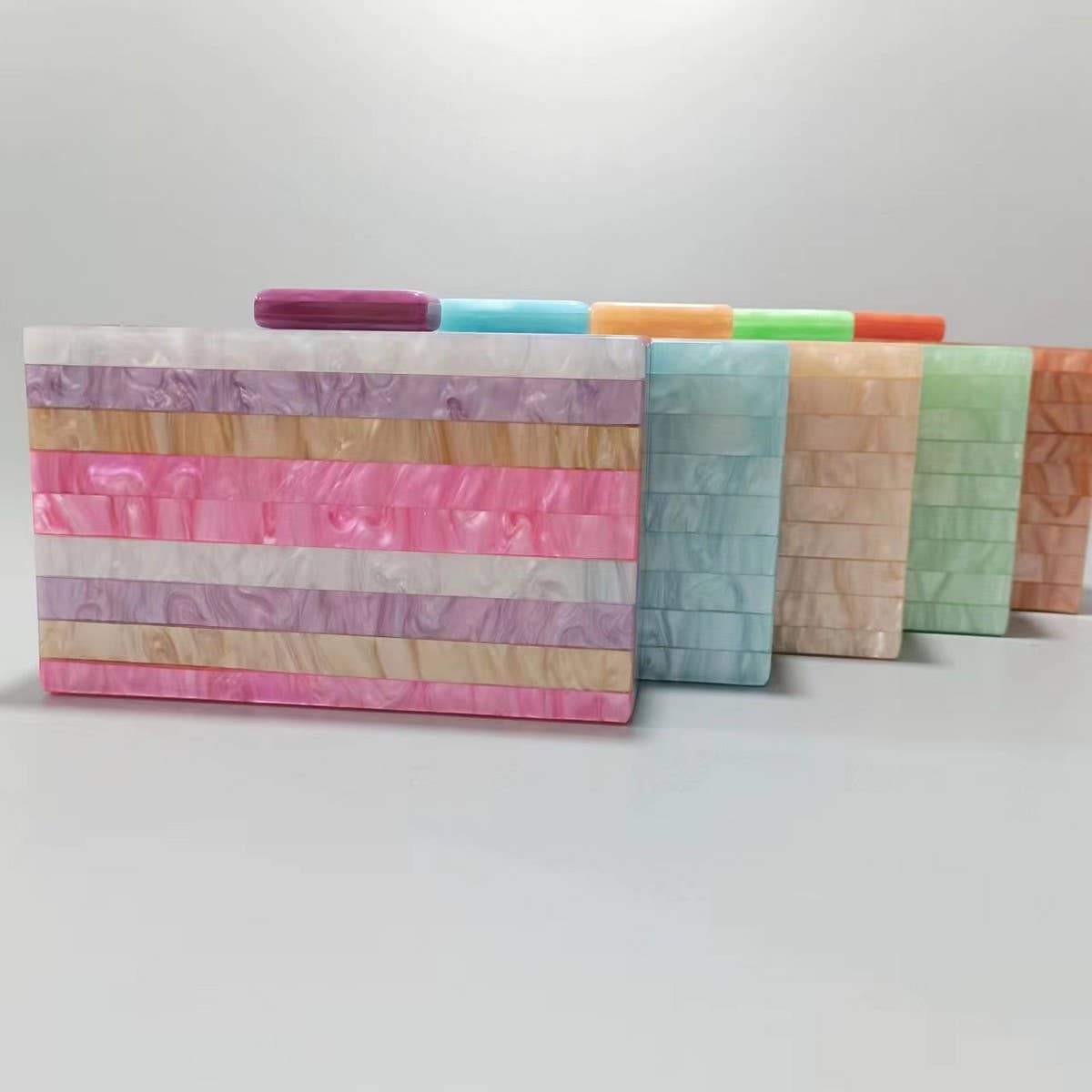 New Striped Pearl Acrylic Crossbody Evening Clutch_Cwab5986