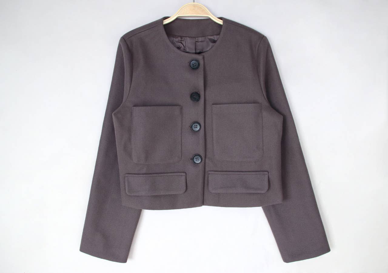 Woolen Long-Sleeved Single-Breasted Solid Coat