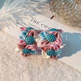 SWEET FABRIC FLOWER STUD EARRINGS HANDMADE FRESH_CWMM6281