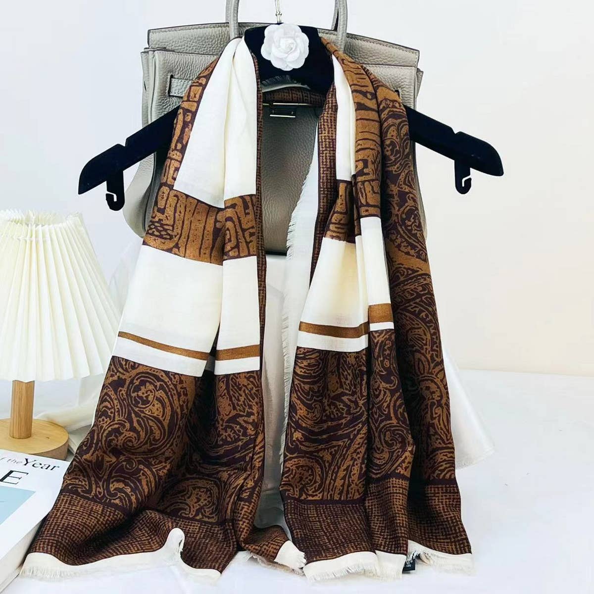 BOLD FLORAL ANIMAL SILK BLEND WRAP_CWASC0890