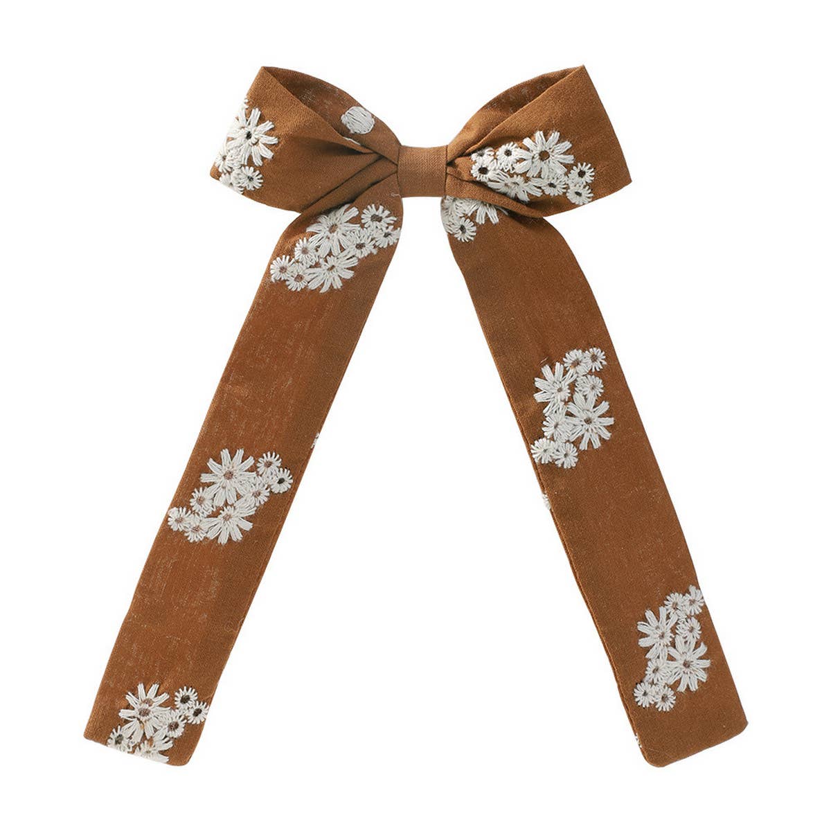 Childrens Ribbon Bow Embroidered Hairpin