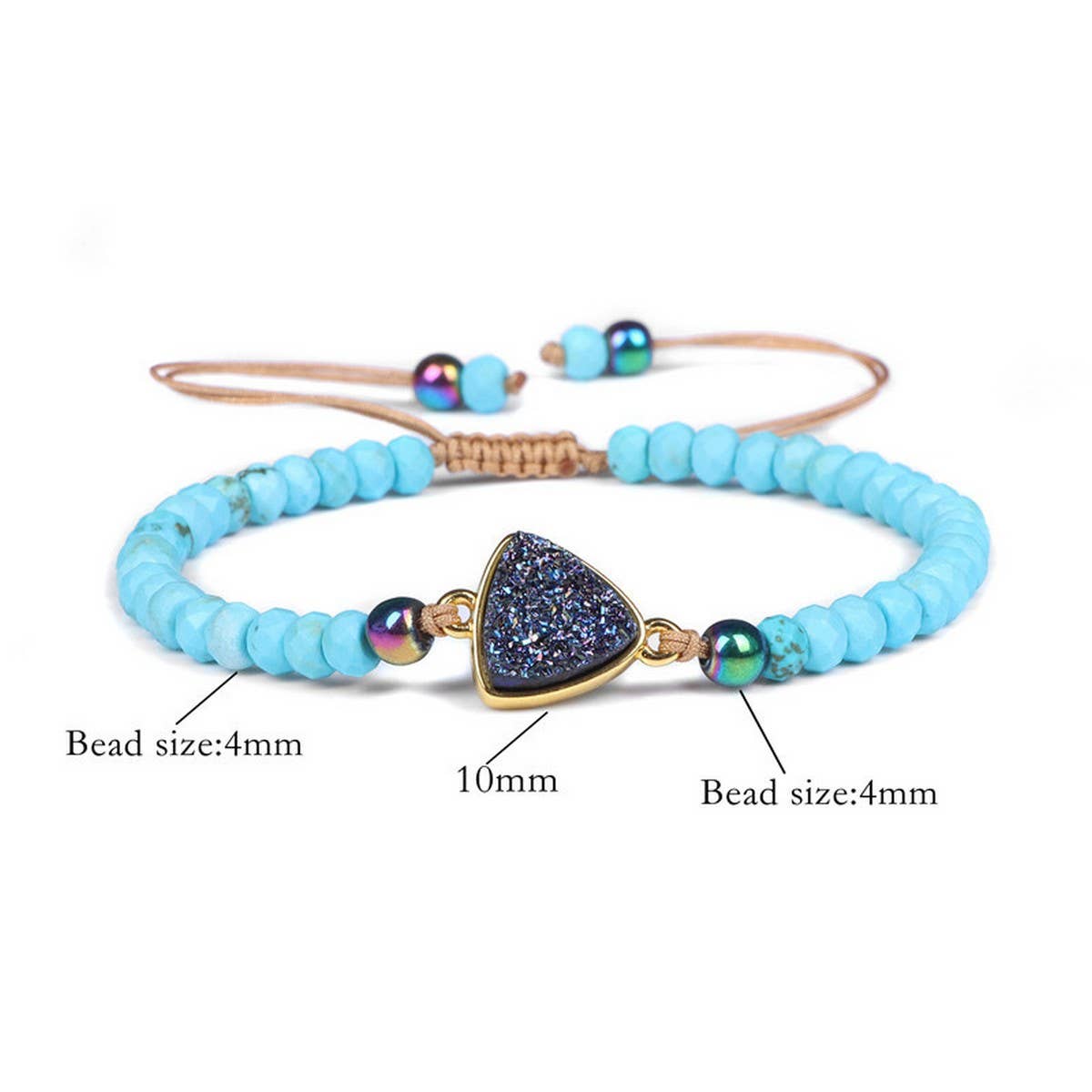 Cwaje3878_Natural Stone Beads Adjustable Braided Bracelet