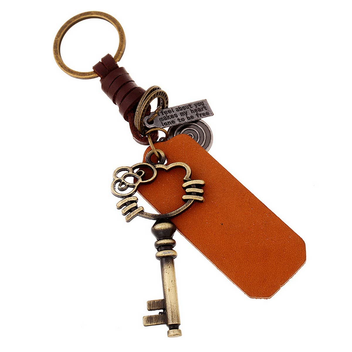 Vintage Woven Creative Pendant Cowhide Keychain_Cwmm4766