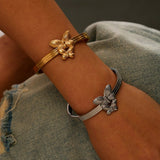 18K DOUBLE LAYER BUTTERFLY STAINLESS BRACELET_CWAJE4608