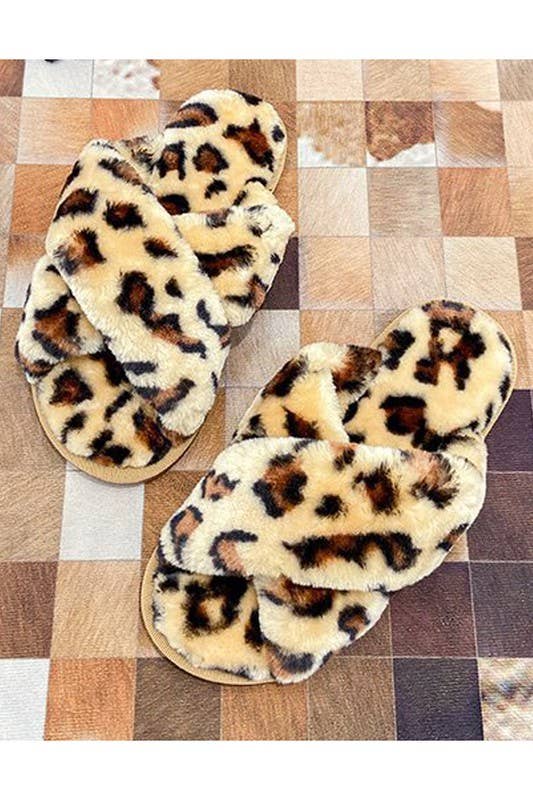 CROSS STRAP FLUFFY CASUAL SLIPPERS_CWSHS199