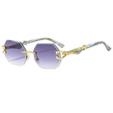 LEOPARD HEAD RIMLESS CUT EDGE SUNGLASSES_CWASG1151
