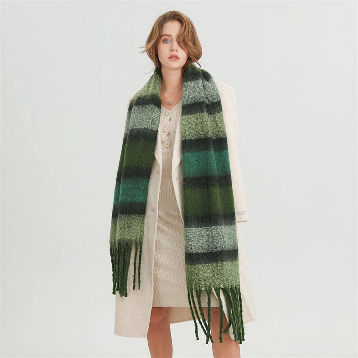 Plaid Patchwork Fringe Scarf For Fall Winter_Cwasc2759