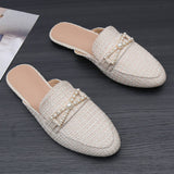 FASHION CASUAL PEARL FLAT BOTTOM MULES_CWSHF0039