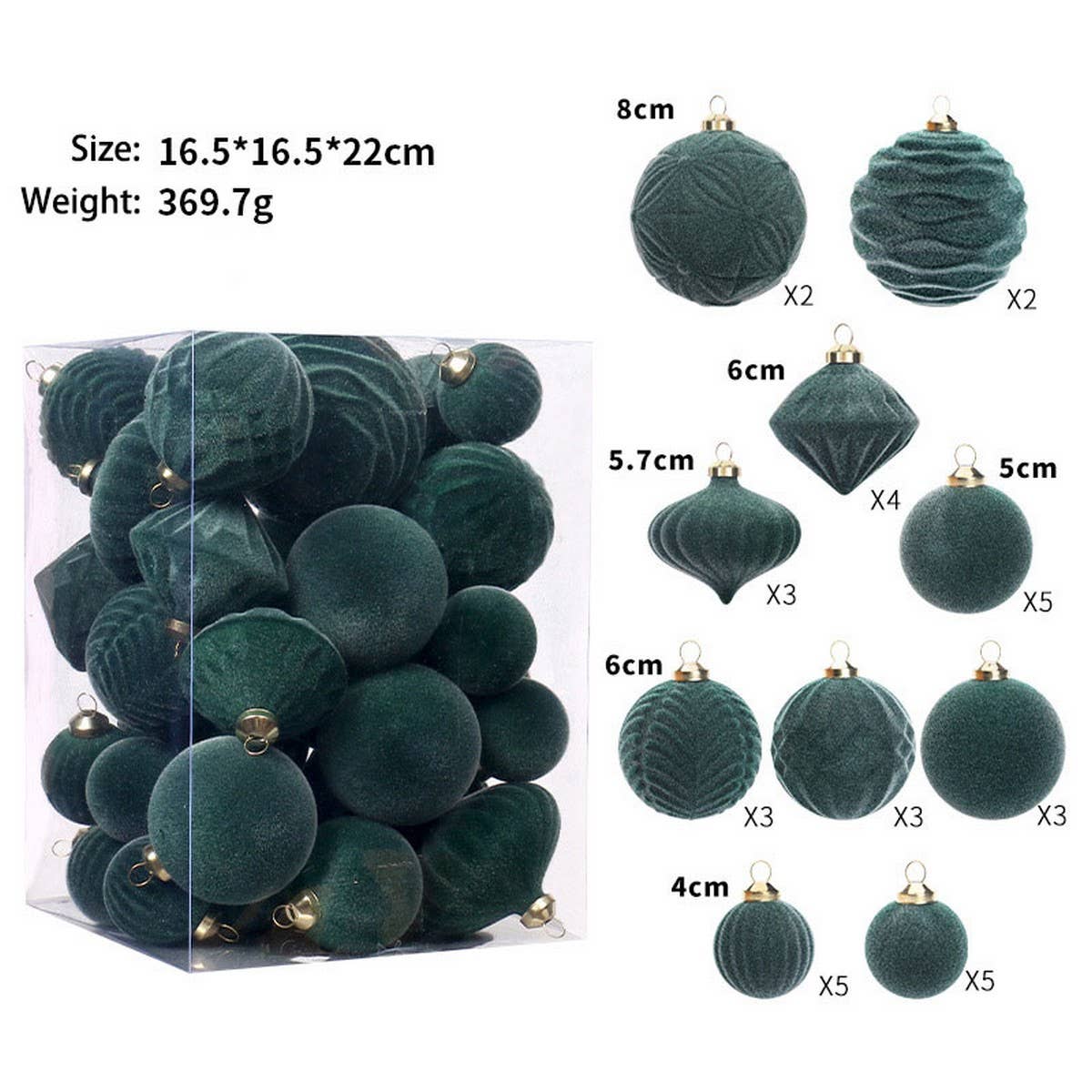 Deluxe Flocked Christmas Ball Ornament Set_Cwmm9917